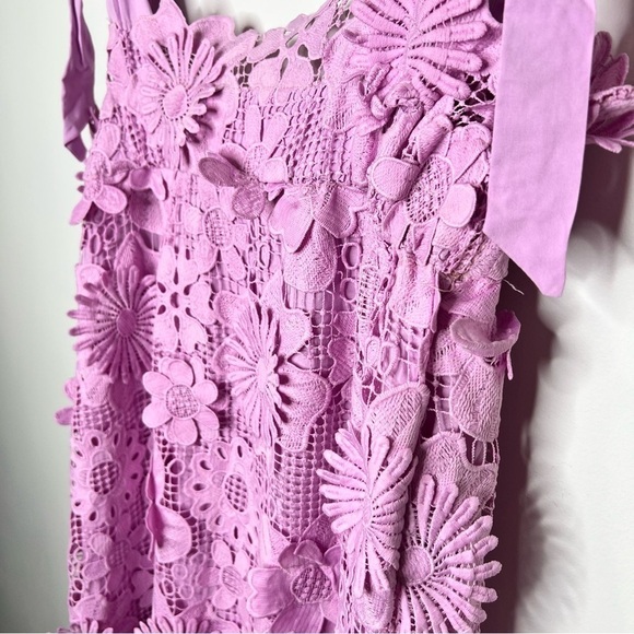 J. Marie Bria Lavender Purple Floral Tie Strap Lace Midi Dress Size Extra Small - Picture 8 of 17
